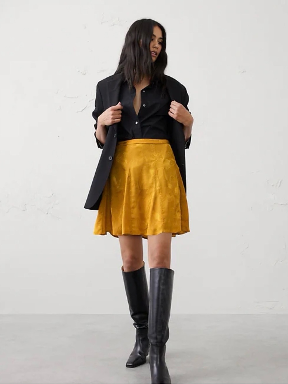 Banana Republic Godet Mini Skirt Yellow